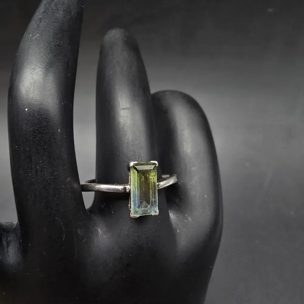 Sterling Silver Tourmaline Ring 925 China JCL CZ  Size 10